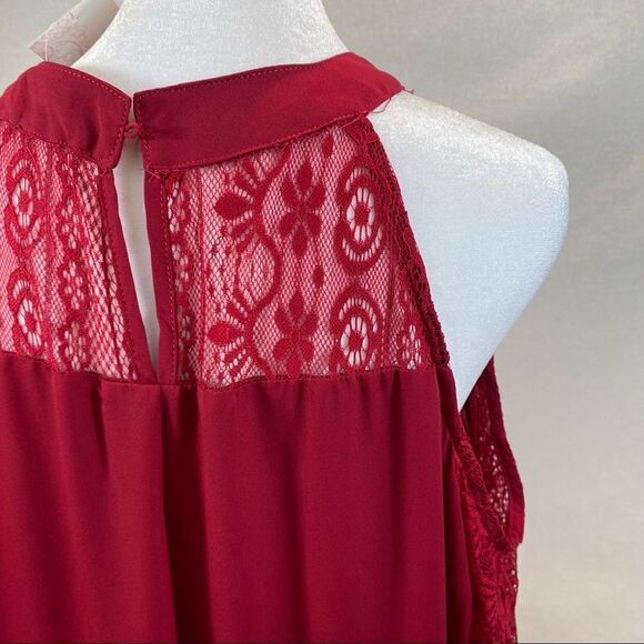 New with Tags Acevog Brand Cold Shoulder Chiffon Mini Patchwork Dress Size XXL - Picture 9 of 14